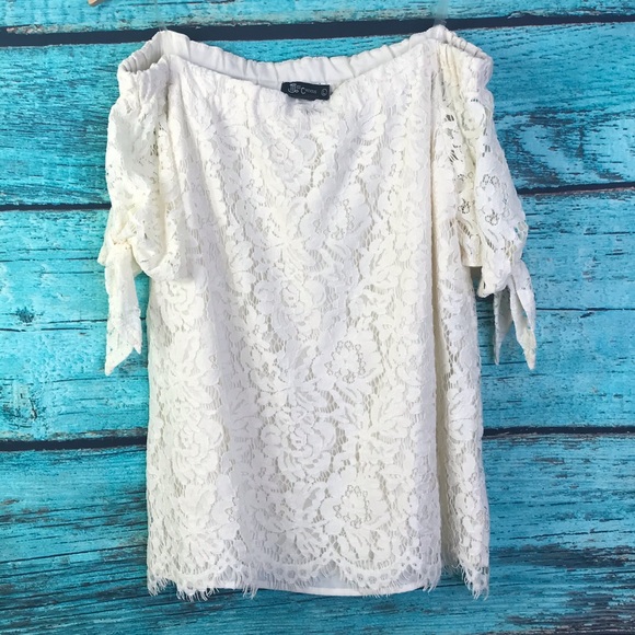 Miss Chievious Lace Cream Off Shoulder Boho Blouse - Picture 6 of 8